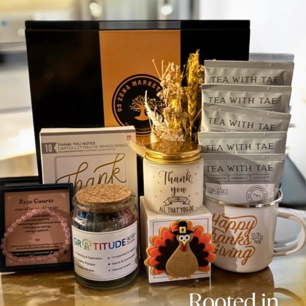 Thanksgiving Gift Set with Tea and Gratitude Jar